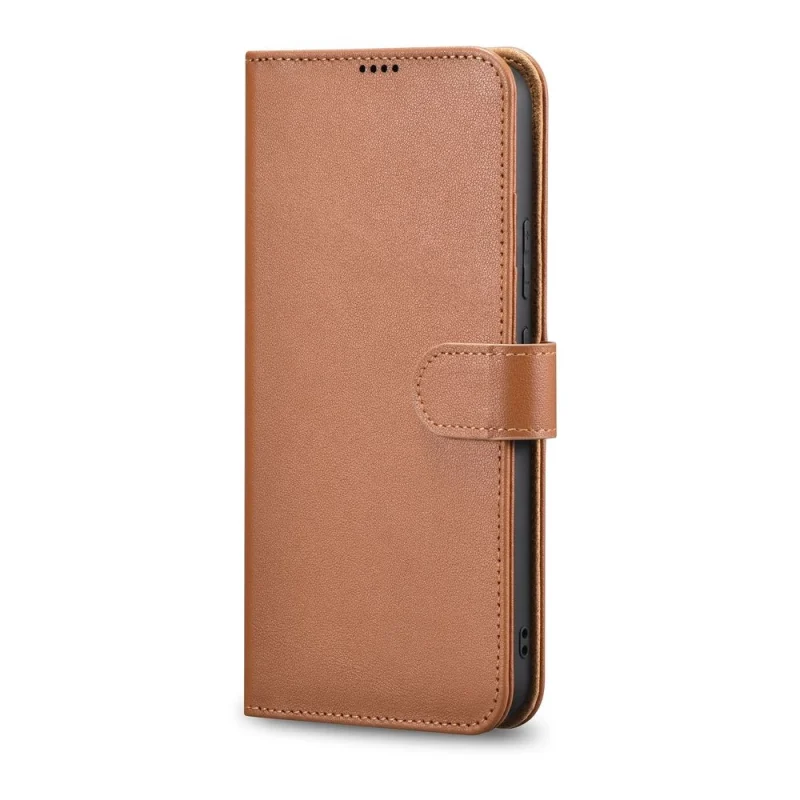 iCarer Haitang Leather Wallet Case skórzane etui do Samsung Galaxy S22+ (S22 Plus) portfel obudowa pokrowiec brązowy (AKSM05BN) - obrazek 3