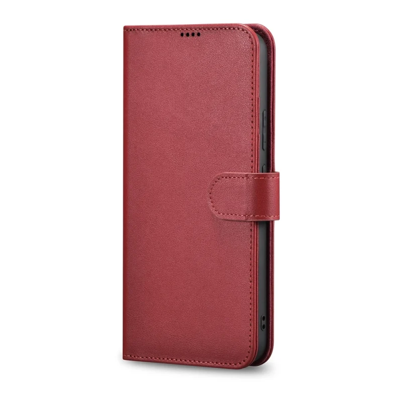 iCarer Haitang Leather Wallet Case skórzane etui do Samsung Galaxy S22+ (S22 Plus) portfel obudowa pokrowiec czerwony (AKSM05RD) - obrazek 3