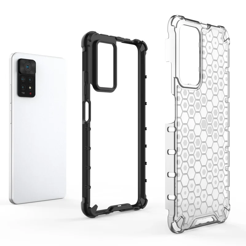 Honeycomb etui pancerny pokrowiec z żelową ramką Xiaomi Redmi Note 11 Pro+ / 11 Pro czarny - obrazek 5