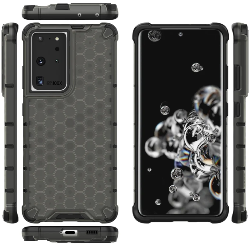 Honeycomb etui pancerny pokrowiec z żelową ramką Samsung Galaxy S22 Ultra czarny - obrazek 12