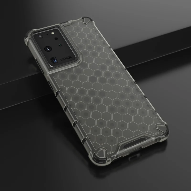 Honeycomb etui pancerny pokrowiec z żelową ramką Samsung Galaxy S22 Ultra czarny - obrazek 14