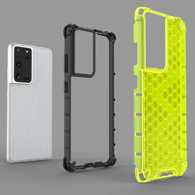 Honeycomb etui pancerny pokrowiec z żelową ramką Samsung Galaxy S22 Ultra czarny - obrazek 5