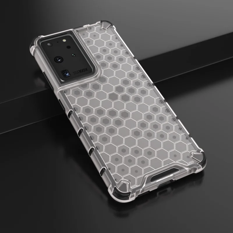 Honeycomb etui pancerny pokrowiec z żelową ramką Samsung Galaxy S22 Ultra przezroczysty - obrazek 14