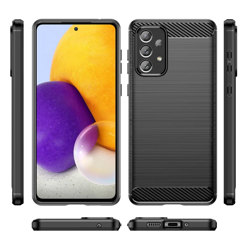 Carbon Case elastyczne etui pokrowiec Samsung Galaxy A73 czarny - obrazek 5