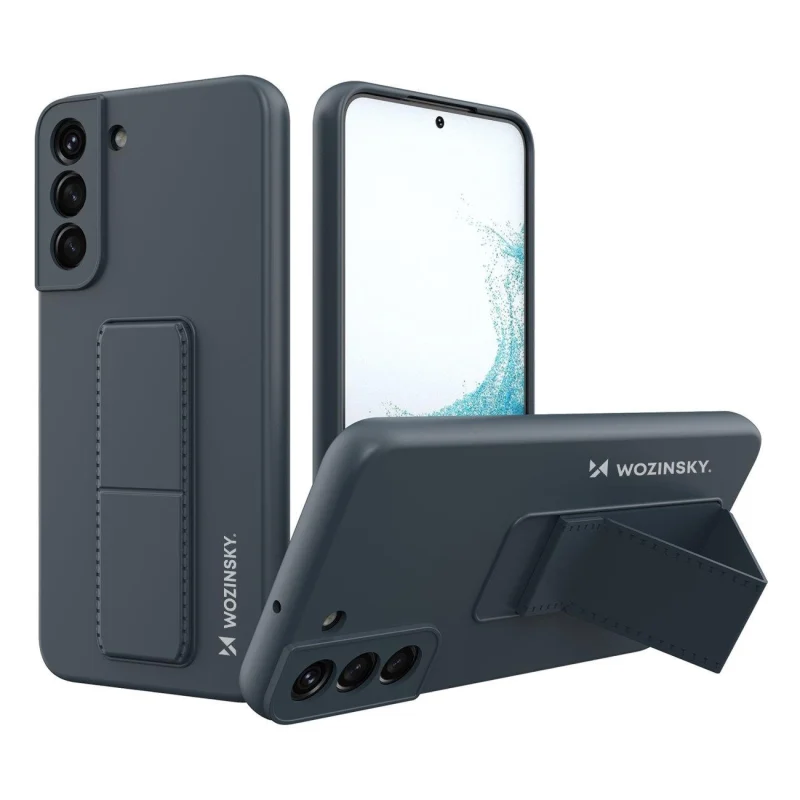 Wozinsky Kickstand Case silikonowe etui z podstawką etui Samsung Galaxy S22+ granatowe