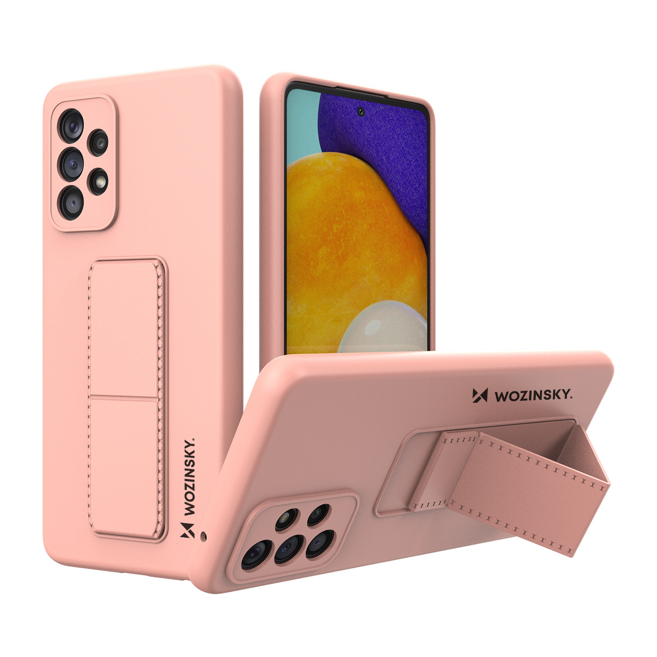 Silikonowe etui z podstawką Wozinsky Kickstand Case - etui Samsung Galaxy A73 - różowe