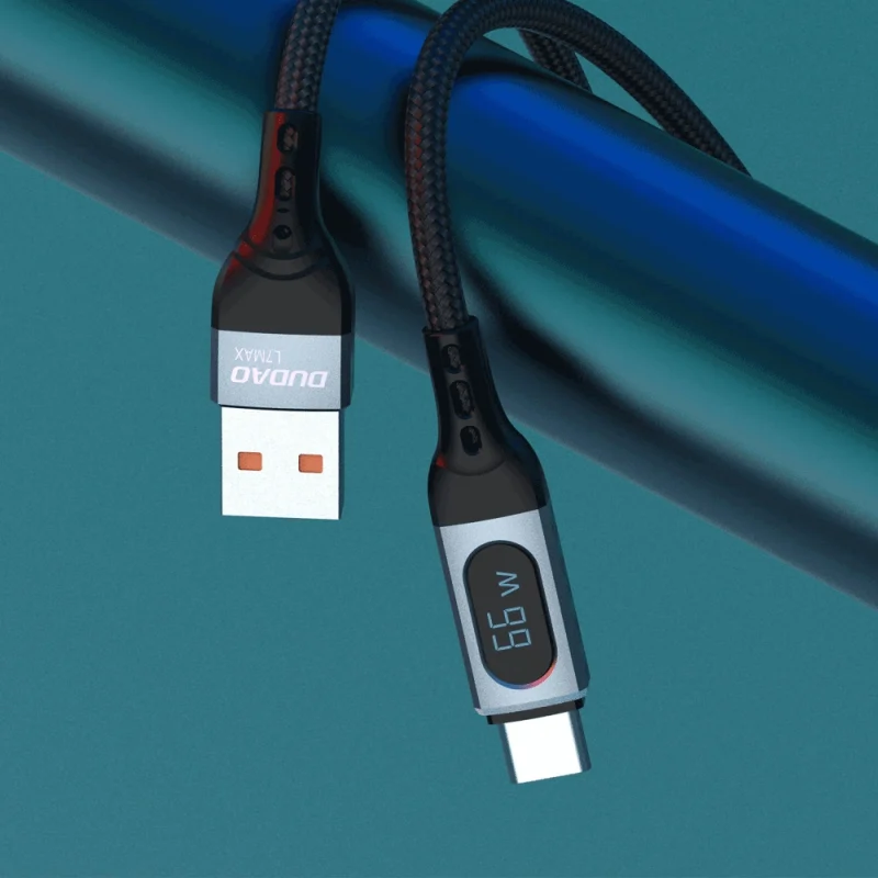 Kabel Dudao L7Max USB - USB Typ C szybkie ładowanie PD 66W 1m z wyświetlaczem - czarny - obrazek 3