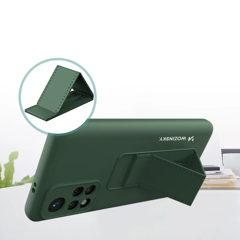 Wozinsky Kickstand Case silikonowe etui z podstawką etui Xiaomi Redmi Note 11S / Note 11 czarne - obrazek 5