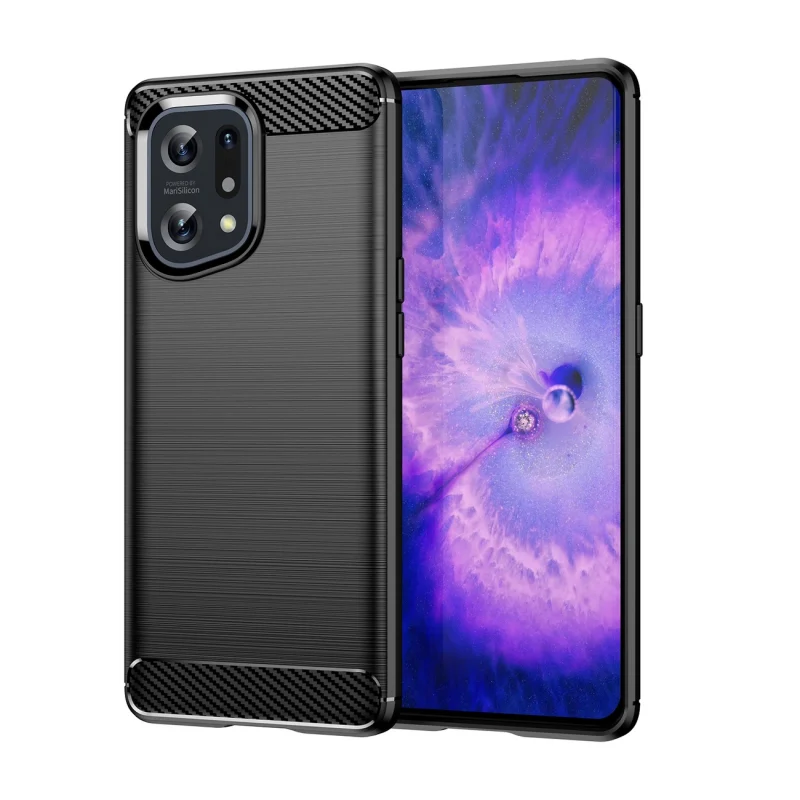 Carbon Case elastyczne etui pokrowiec Oppo Find X5 czarny