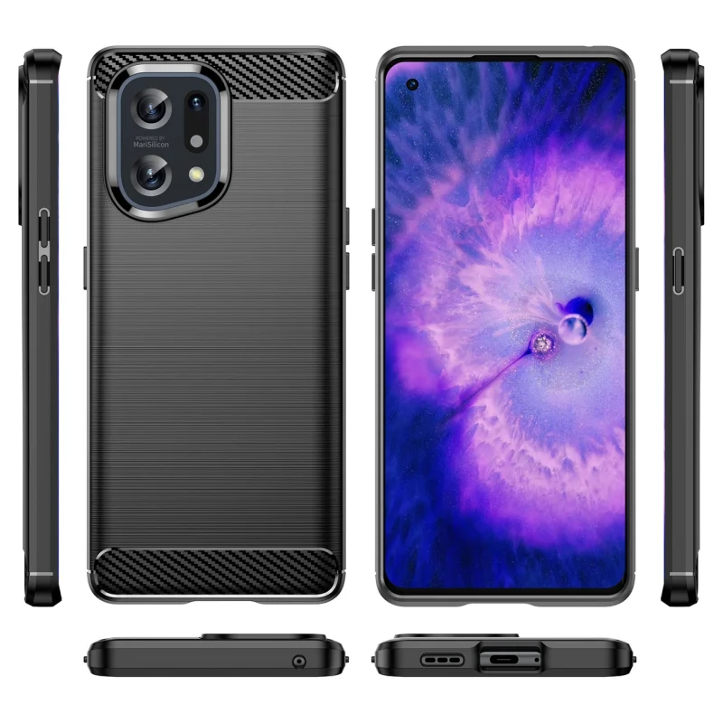 Carbon Case elastyczne etui pokrowiec Oppo Find X5 czarny - obrazek 7