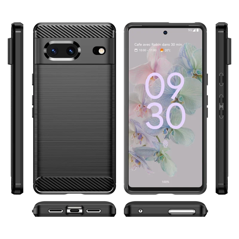 Carbon Case elastyczne etui pokrowiec Google Pixel 7 czarny - obrazek 8