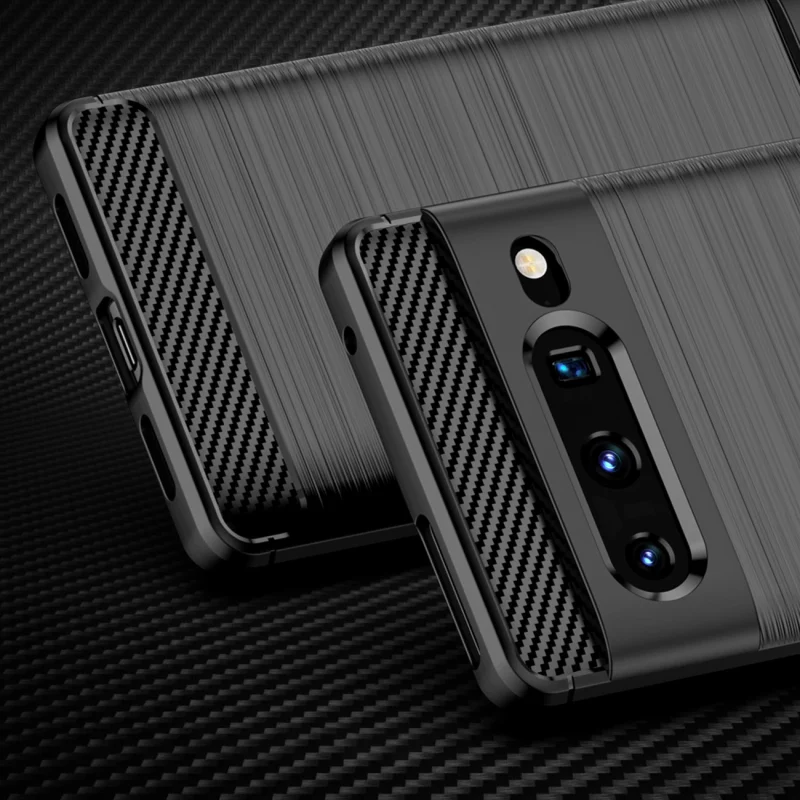 Carbon Case elastyczne etui pokrowiec Google Pixel 7 Pro czarny - obrazek 2