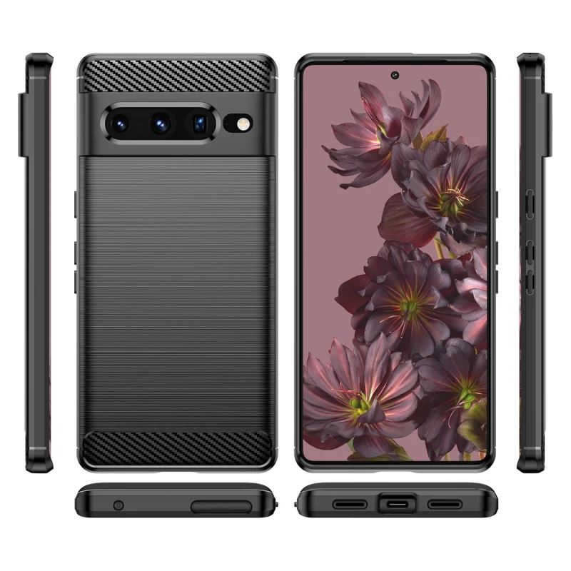 Carbon Case elastyczne etui pokrowiec Google Pixel 7 Pro czarny - obrazek 8