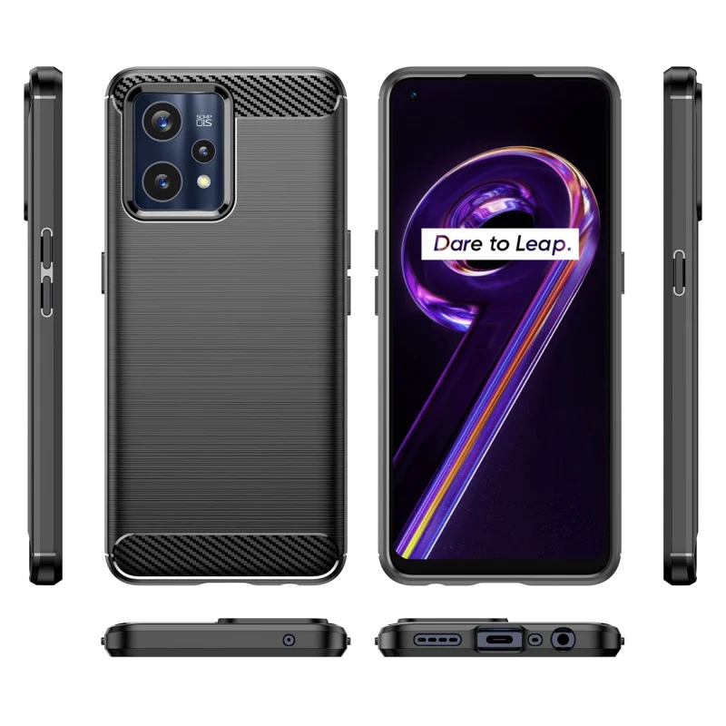 Carbon Case elastyczne etui pokrowiec Realme 9 Pro + (9 Pro Plus) czarny - obrazek 7