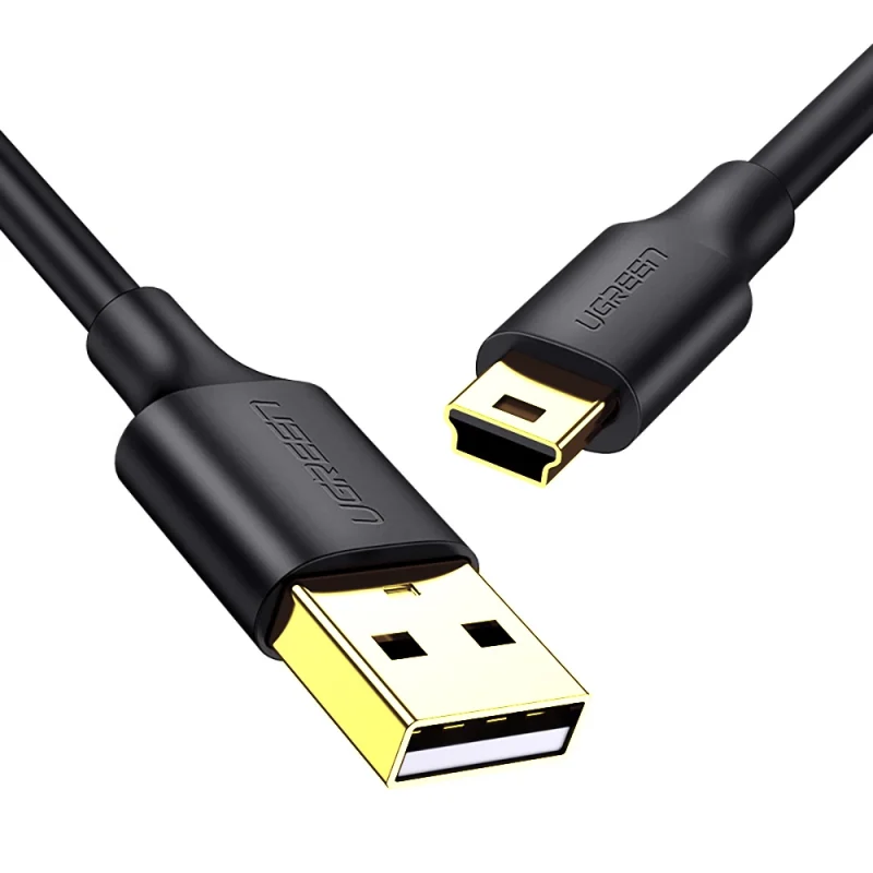 Ugreen 5-pinowy pozłacany kabel USB - mini USB 0,25m czarny (US132)