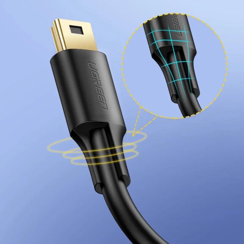 Ugreen 5-pinowy pozłacany kabel USB - mini USB 0,25m czarny (US132) - obrazek 13