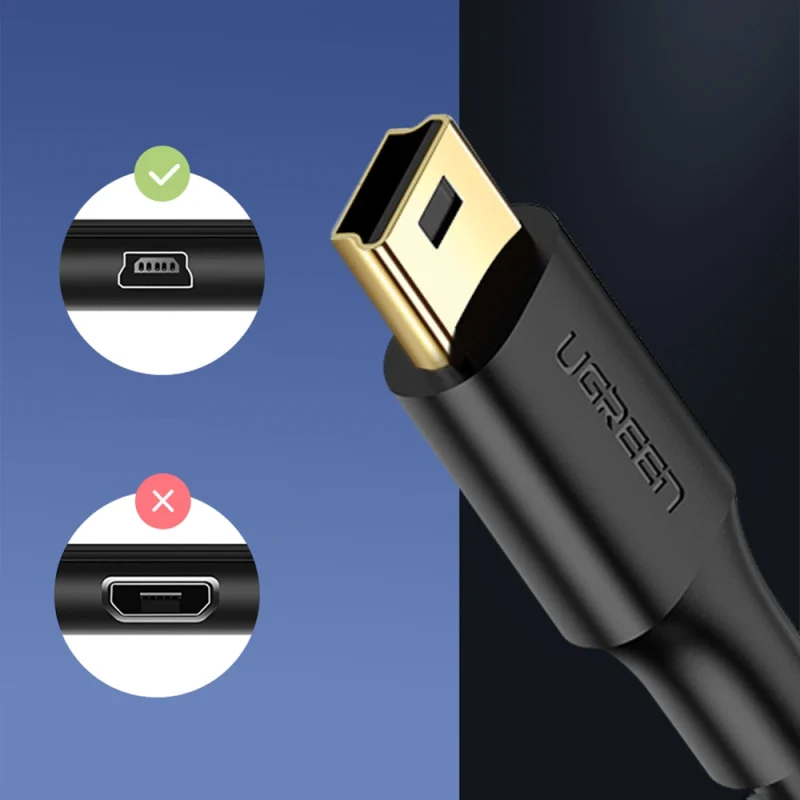 Ugreen 5-pinowy pozłacany kabel USB - mini USB 0,25m czarny (US132) - obrazek 12