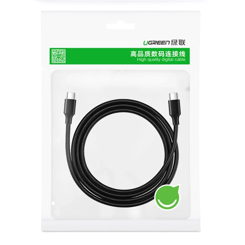 Kabel Ugreen US286 USB-C - USB-C PD QC 3A 480Mb/s 1,5m - czarny - obrazek 5