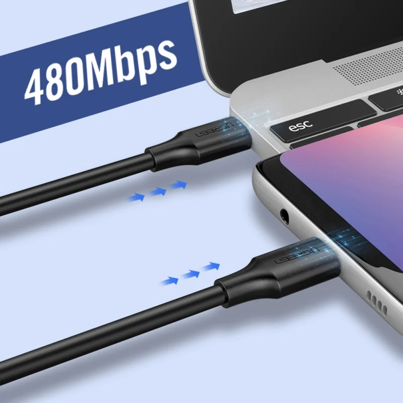 Kabel Ugreen US286 USB-C - USB-C 3A 480Mb/s 3m - czarny - obrazek 7