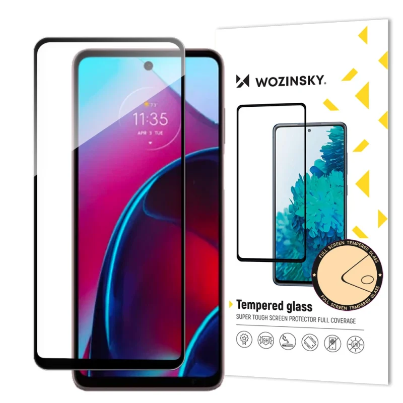 Wozinsky Full Glue Tempered Glass szkło hartowane Motorola Moto G Stylus 2022 9H na cały ekran z czarną ramką