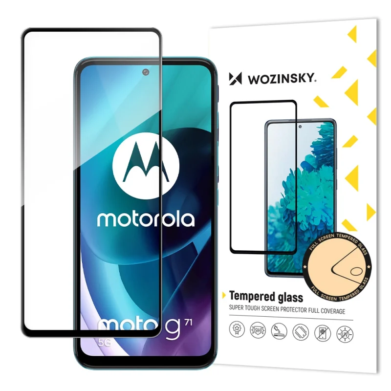 Wozinsky super wytrzymałe szkło hartowane Full Glue na cały ekran z ramką Case Friendly Motorola Moto G71 5G czarny