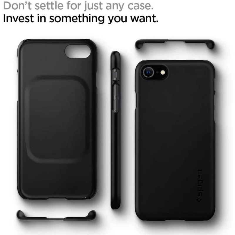 Etui Spigen Thin Fit na iPhone 7 / 8 / SE 2020 / 2022 - czarne - obrazek 5