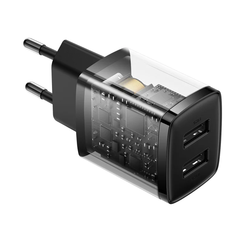 Baseus Compact ładowarka sieciowa 2x USB 10.5W czarny (CCXJ010201) - obrazek 6