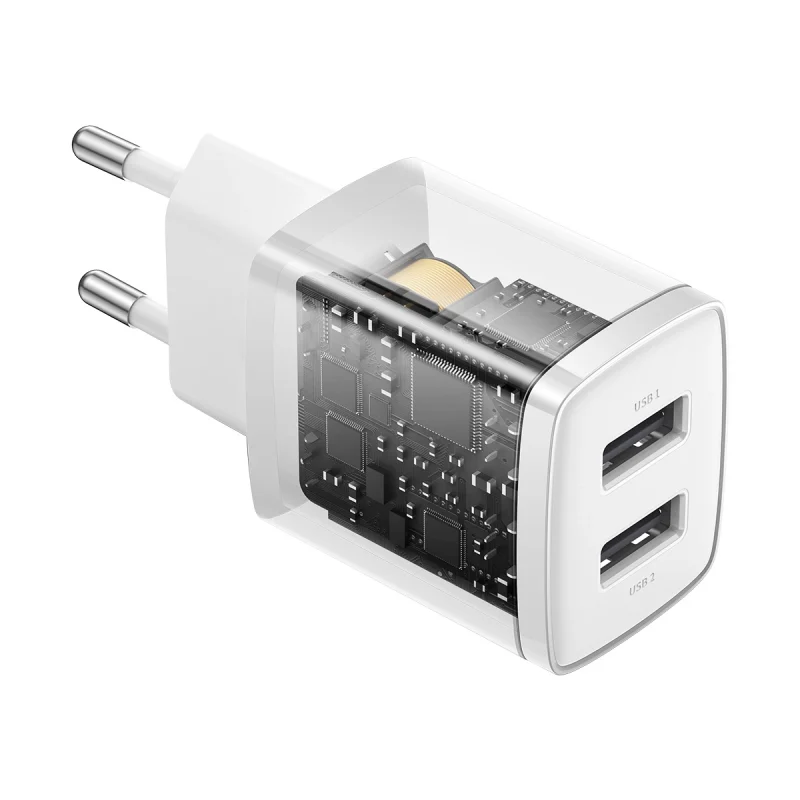 Baseus Compact ładowarka sieciowa 2x USB 10.5W biały (CCXJ010202) - obrazek 5