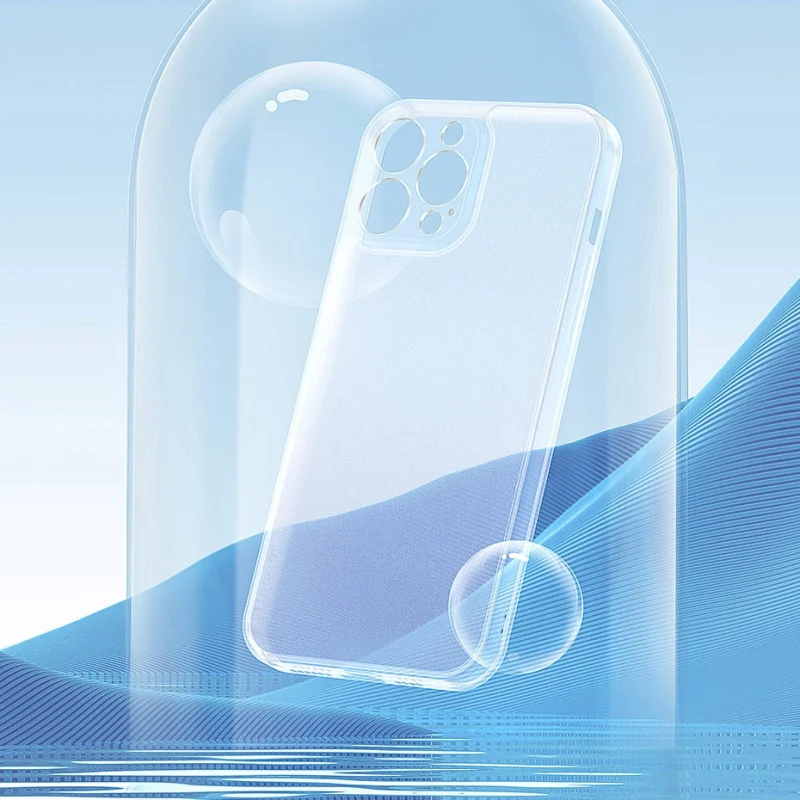 Baseus Frosted Glass Case etui pokrowiec do iPhone 13 Pro Max sztywna obudowa z żelową ramką przezroczysty (ARWS000802) - obrazek 15