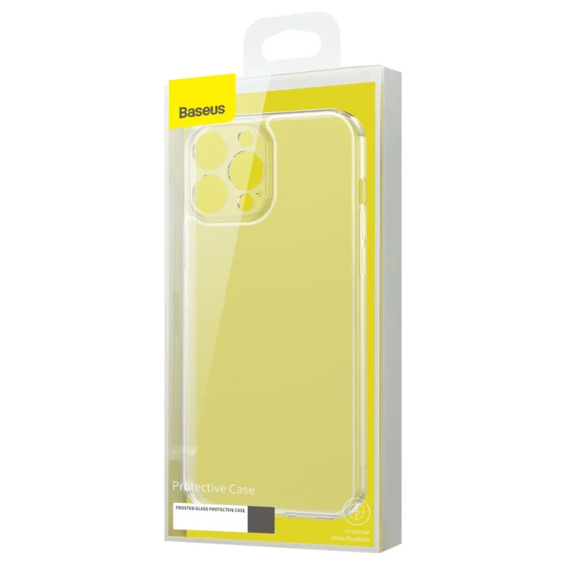 Baseus Frosted Glass Case etui pokrowiec do iPhone 13 Pro Max sztywna obudowa z żelową ramką przezroczysty (ARWS000802) - obrazek 5