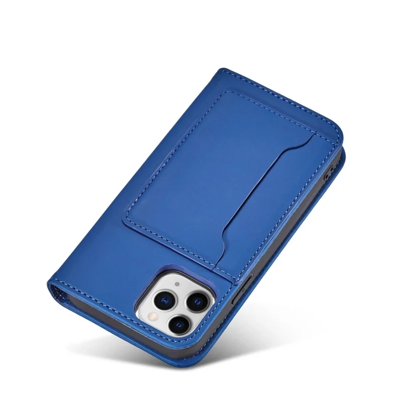 Magnet Card Case etui do iPhone 12 Pro Max pokrowiec portfel na karty kartę podstawka niebieski - obrazek 13