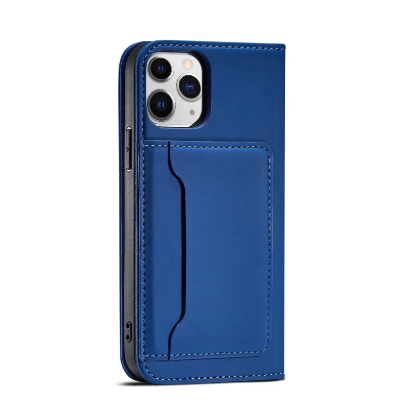 Magnet Card Case etui do iPhone 12 Pro Max pokrowiec portfel na karty kartę podstawka niebieski - obrazek 6