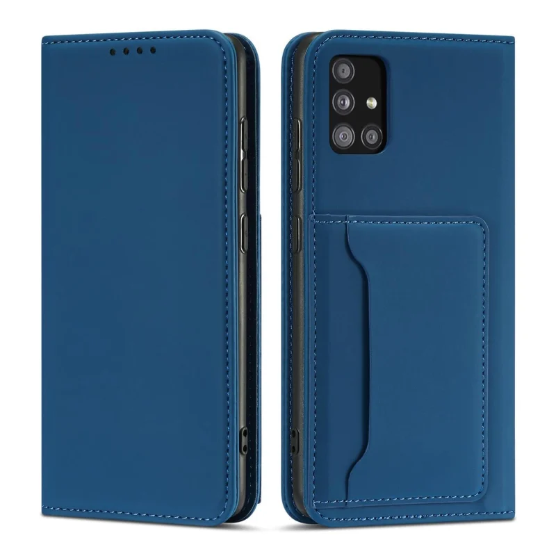 Magnet Card Case etui do Samsung Galaxy A13 5G pokrowiec portfel na karty kartę podstawka niebieski