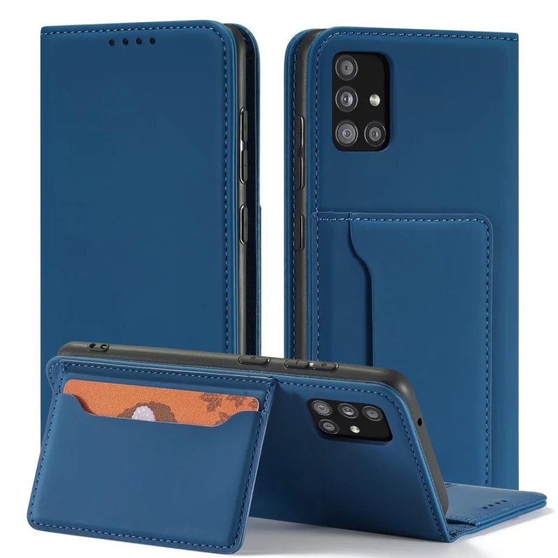 Magnet Card Case etui do Samsung Galaxy A13 5G pokrowiec portfel na karty kartę podstawka niebieski - obrazek 2