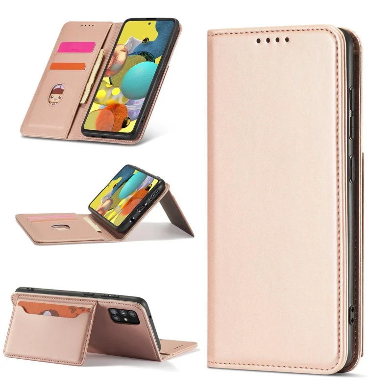 Magnet Card Case etui do Samsung Galaxy A13 5G pokrowiec portfel na karty kartę podstawka różowy - obrazek 3