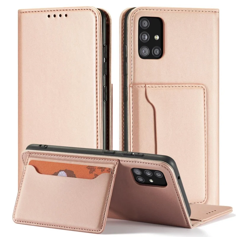 Magnet Card Case etui do Samsung Galaxy A13 5G pokrowiec portfel na karty kartę podstawka różowy - obrazek 4