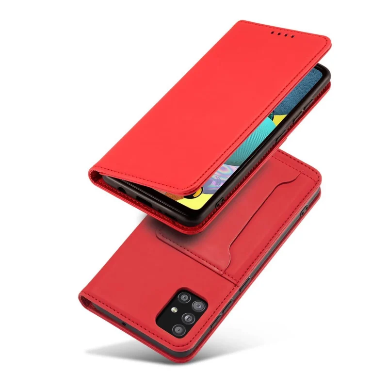 Magnet Card Case etui do Samsung Galaxy A13 5G pokrowiec portfel na karty kartę podstawka czerwony - obrazek 2