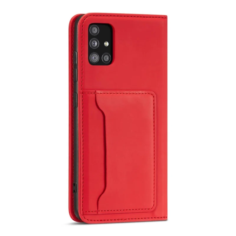 Magnet Card Case etui do Samsung Galaxy A13 5G pokrowiec portfel na karty kartę podstawka czerwony - obrazek 6