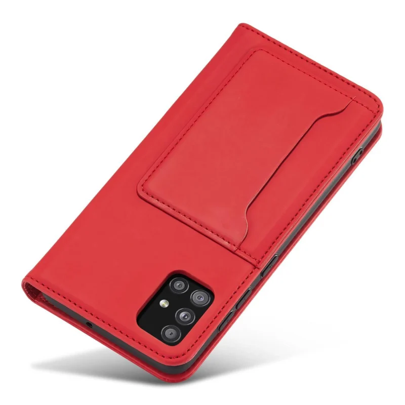 Magnet Card Case etui do Samsung Galaxy A13 5G pokrowiec portfel na karty kartę podstawka czerwony - obrazek 7