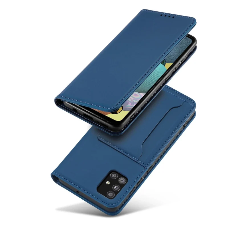 Magnet Card Case etui do Xiaomi Redmi Note 11 Pro pokrowiec portfel na karty kartę podstawka niebieski - obrazek 4