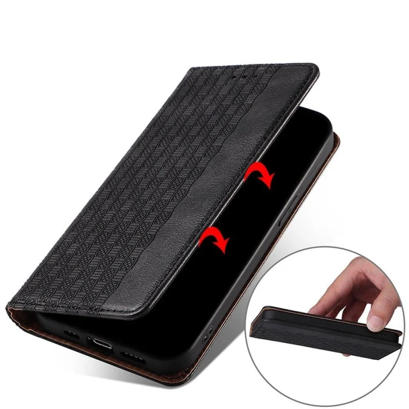 Magnet Strap Case etui do Samsung Galaxy A13 5G pokrowiec portfel + mini smycz zawieszka czarny - obrazek 3