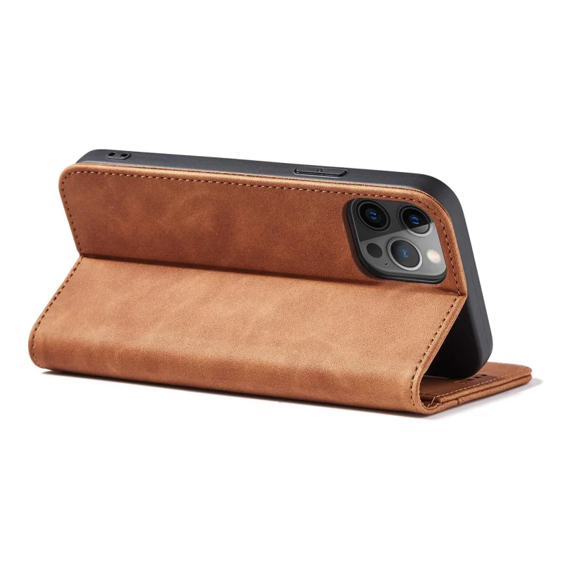 Magnet Fancy Case etui do iPhone 12 Pro pokrowiec portfel na karty kartę podstawka brązowy - obrazek 10