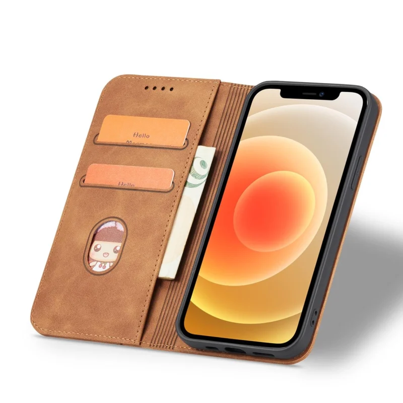 Magnet Fancy Case etui do iPhone 12 Pro pokrowiec portfel na karty kartę podstawka brązowy - obrazek 12