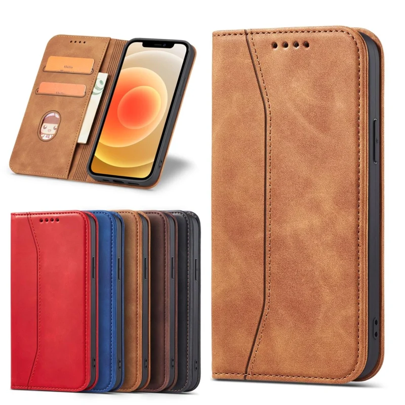 Magnet Fancy Case etui do iPhone 12 Pro pokrowiec portfel na karty kartę podstawka brązowy - obrazek 4