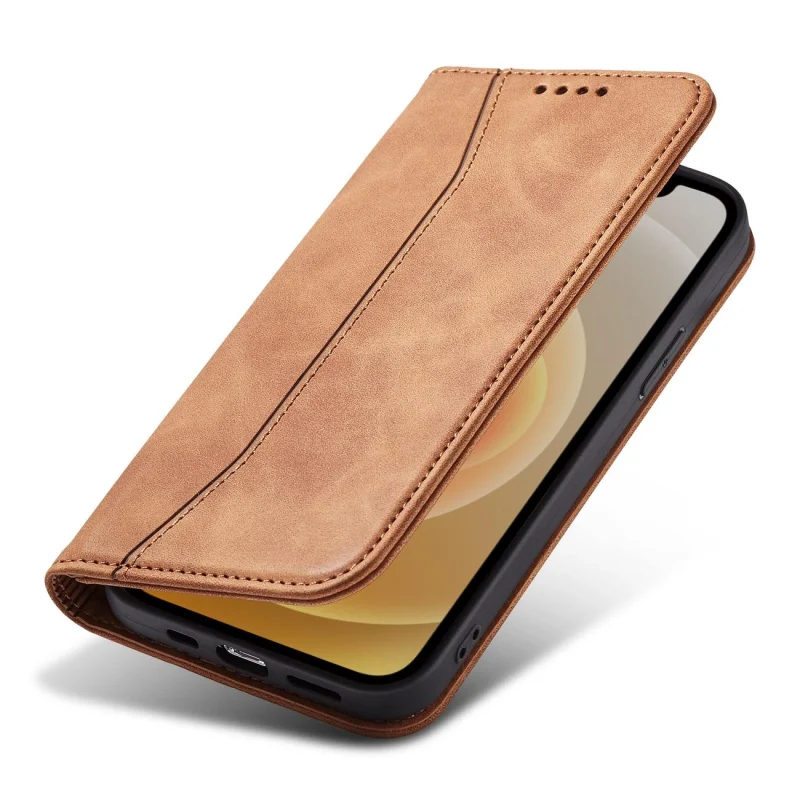 Magnet Fancy Case etui do iPhone 12 Pro pokrowiec portfel na karty kartę podstawka brązowy - obrazek 7