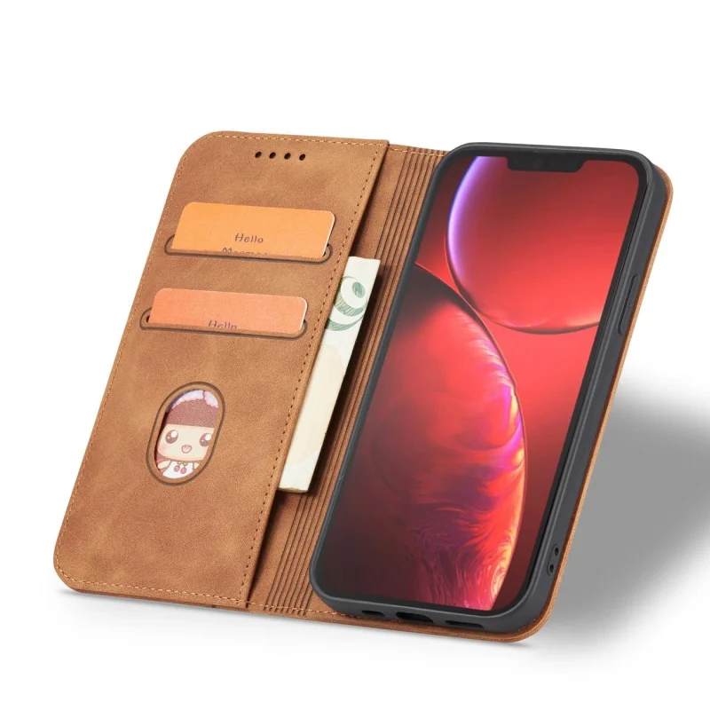 Magnet Fancy Case etui do iPhone 13 Pro pokrowiec portfel na karty kartę podstawka brązowy - obrazek 6