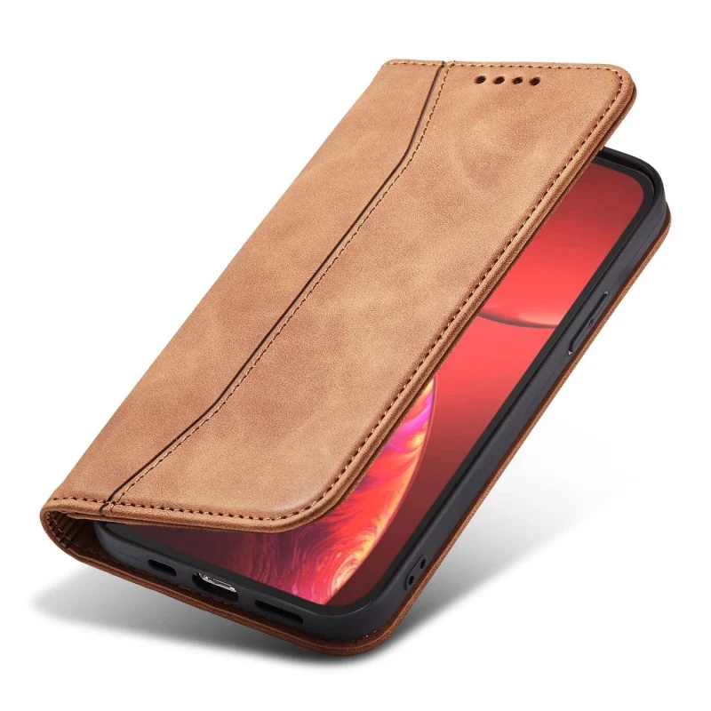 Magnet Fancy Case etui do iPhone 13 Pro pokrowiec portfel na karty kartę podstawka brązowy - obrazek 9