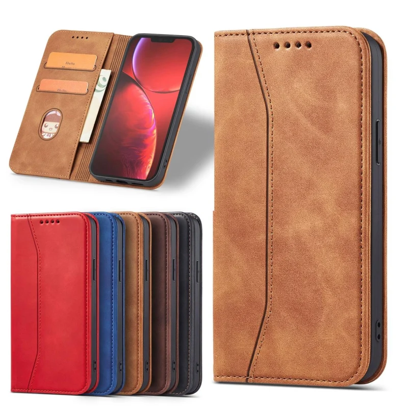 Magnet Fancy Case etui do iPhone 13 Pro Max pokrowiec portfel na karty kartę podstawka brązowy - obrazek 16