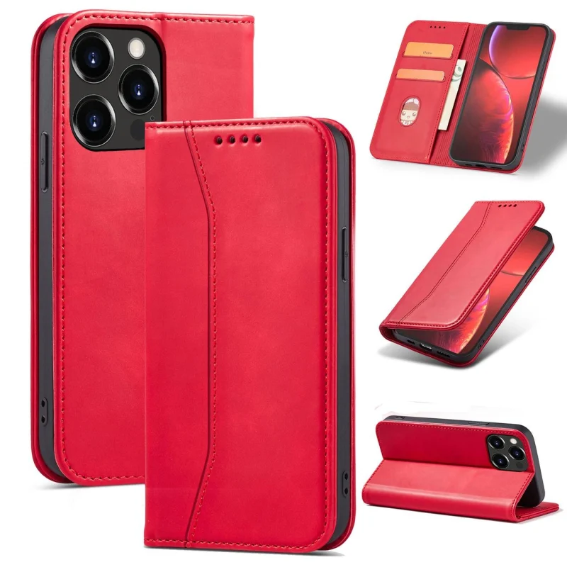 Magnet Fancy Case etui do iPhone 13 Pro Max pokrowiec portfel na karty kartę podstawka czerwony - obrazek 12