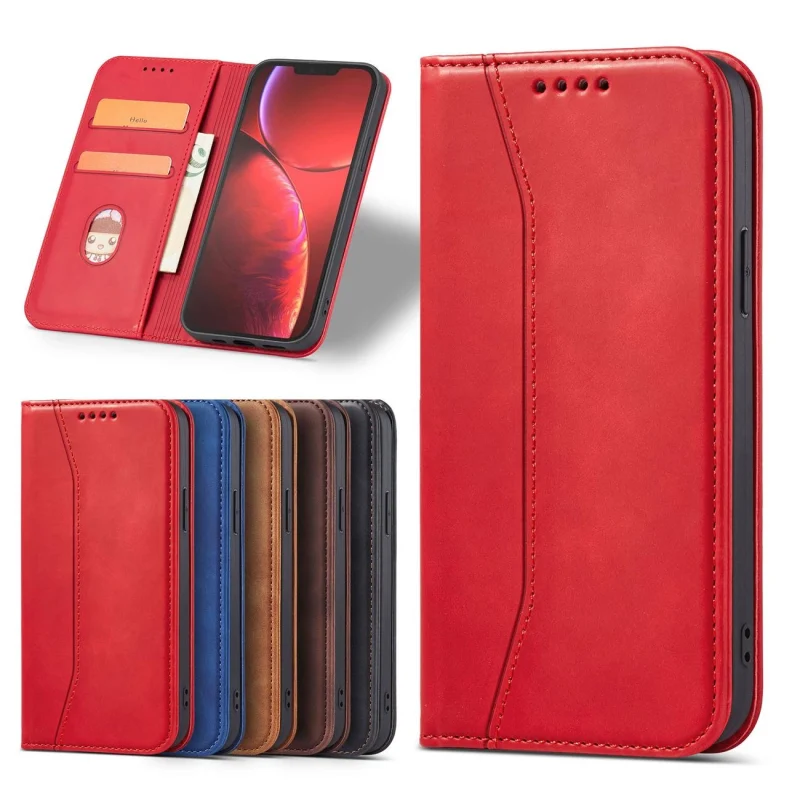 Magnet Fancy Case etui do iPhone 13 Pro Max pokrowiec portfel na karty kartę podstawka czerwony - obrazek 15